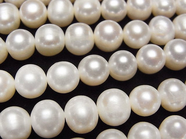 [Video] Fresh Water Pearl AAA- Semi Round-Potato 8-9mm White 1strand beads (aprx.15inch/37cm)