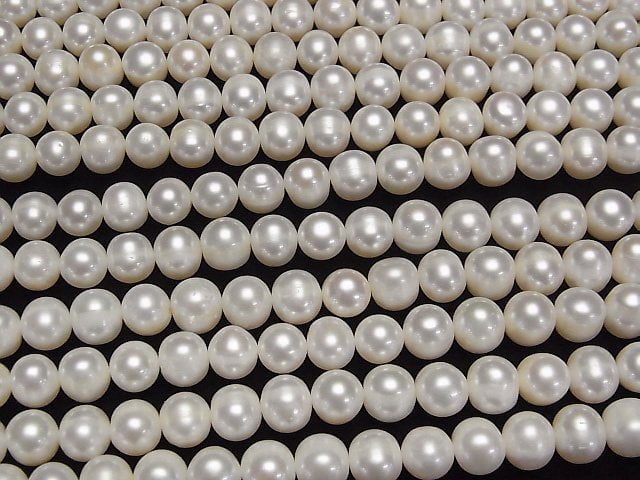[Video] Fresh Water Pearl AAA- Semi Round-Potato 8-9mm White 1strand beads (aprx.15inch/37cm)