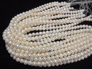 [Video] Fresh Water Pearl AAA- Semi Round-Potato 8-9mm White 1strand beads (aprx.15inch/37cm)