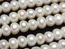 [Video] Fresh Water Pearl AA++ White Rondelle 6mm 1strand beads (aprx.14inch/35cm)