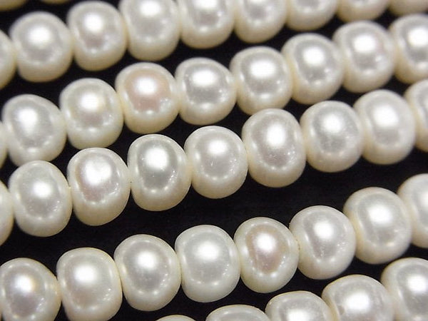 [Video] Fresh Water Pearl AA++ White Roundel 6mm 1strand beads (aprx.14inch/35cm)