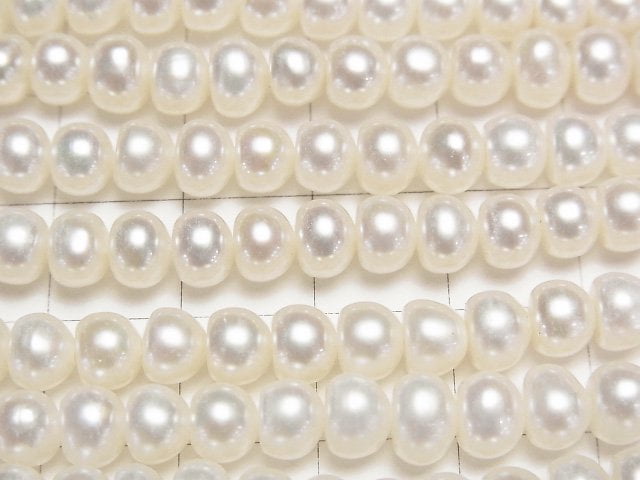 [Video] Fresh Water Pearl AA++ White Rondelle 6mm 1strand beads (aprx.14inch/35cm)