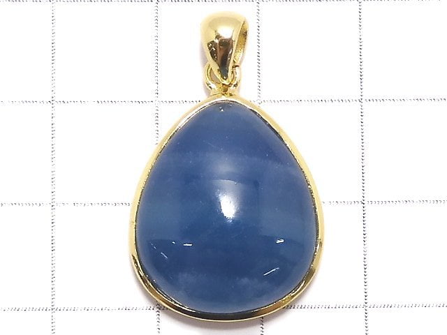 [Video][One of a kind] Natural Blue Calcite AAA Pendant 18KGP NO.51