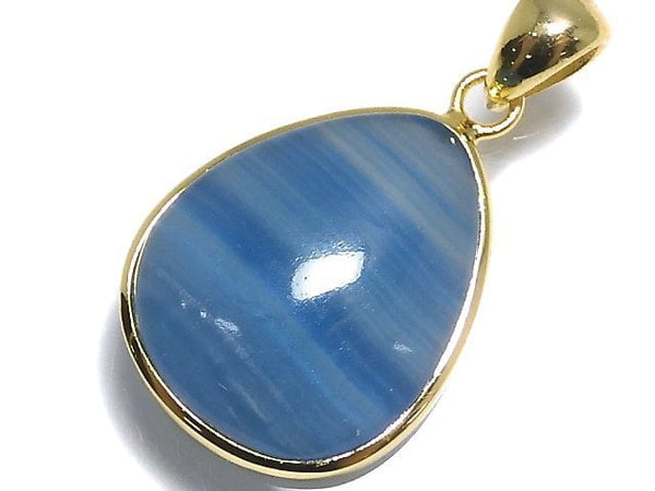 [Video][One of a kind] Natural Blue Calcite AAA Pendant 18KGP NO.52