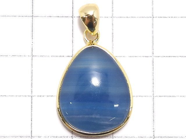 [Video][One of a kind] Natural Blue Calcite AAA Pendant 18KGP NO.52