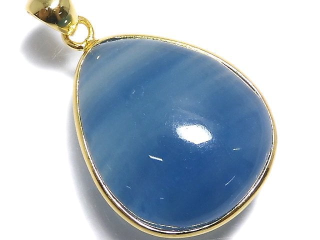 [Video][One of a kind] Natural Blue Calcite AAA Pendant 18KGP NO.53