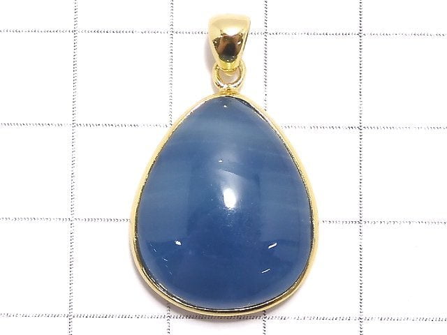 [Video][One of a kind] Natural Blue Calcite AAA Pendant 18KGP NO.53