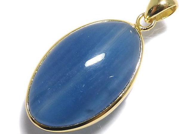 [Video][One of a kind] Natural Blue Calcite AAA Pendant 18KGP NO.54