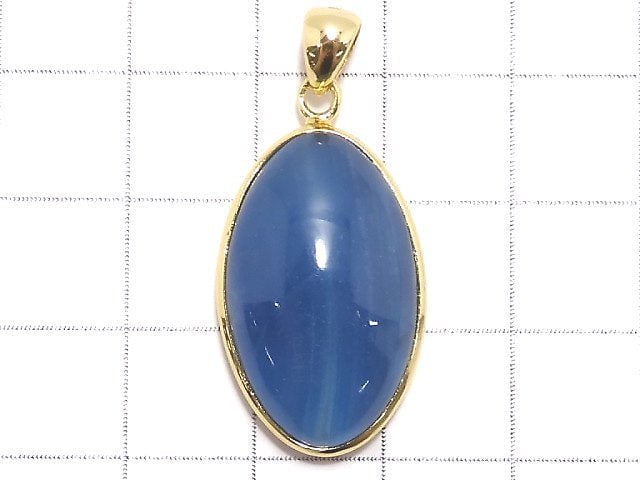 [Video][One of a kind] Natural Blue Calcite AAA Pendant 18KGP NO.54