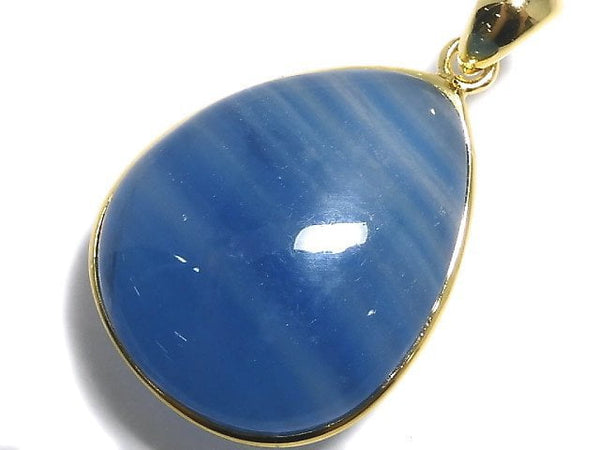 [Video][One of a kind] Natural Blue Calcite AAA Pendant 18KGP NO.55