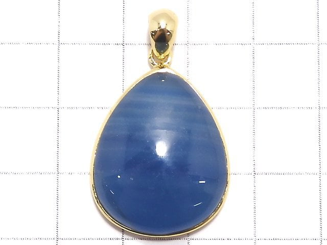 [Video][One of a kind] Natural Blue Calcite AAA Pendant 18KGP NO.55