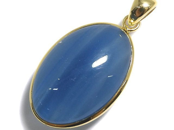 [Video][One of a kind] Natural Blue Calcite AAA Pendant 18KGP NO.56