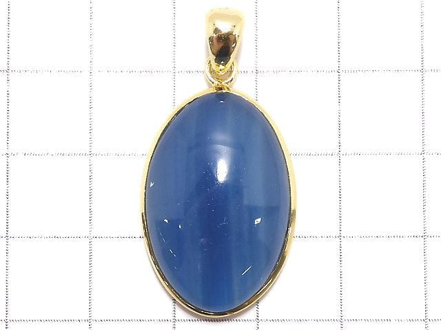 [Video][One of a kind] Natural Blue Calcite AAA Pendant 18KGP NO.56