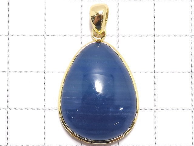 [Video][One of a kind] Natural Blue Calcite AAA Pendant 18KGP NO.58