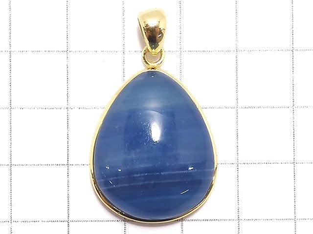 [Video][One of a kind] Natural Blue Calcite AAA Pendant 18KGP NO.60