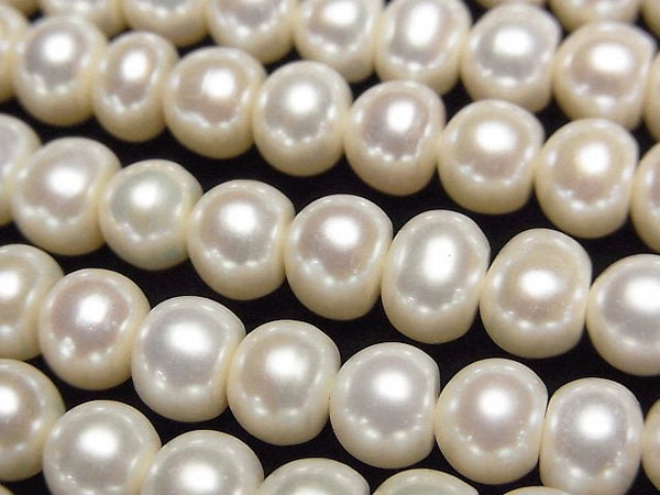 [Video] Fresh Water Pearl AA++ White Roundel 7mm 1strand beads (aprx.14inch/35cm)