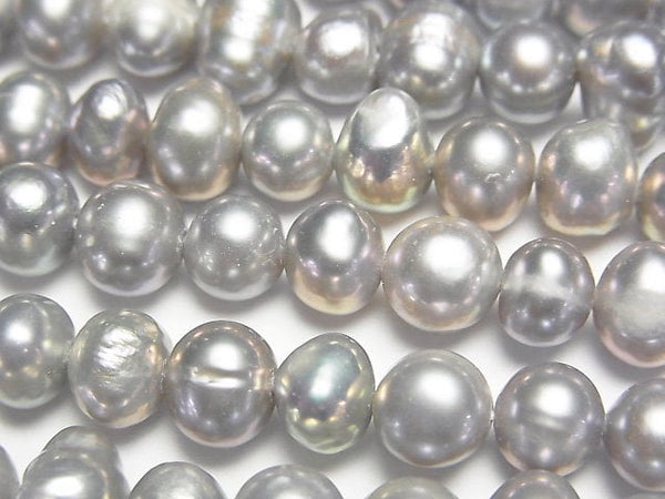 [Video] Fresh Water Pearl AA Potato-Baroque 7-8mm Silver 1strand beads (aprx.14inch/34cm)