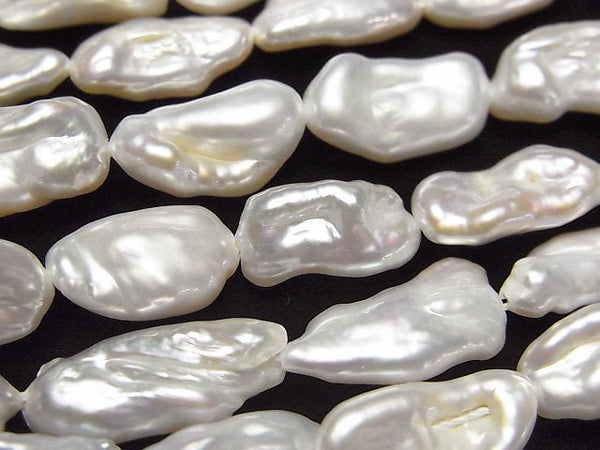 [Video] Fresh Water Pearl Keshi Pearl AA++ Baroque 11-20mm White 1strand beads (aprx.15inch/38cm)