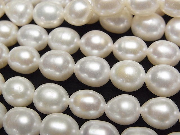 [Video] Fresh Water Pearl AA+ Rice 10x7x7mm White 1strand beads (aprx.13inch/32cm)