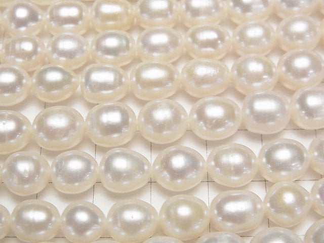 [Video] Fresh Water Pearl AA+ Rice 10x7x7mm White 1strand beads (aprx.13inch/32cm)