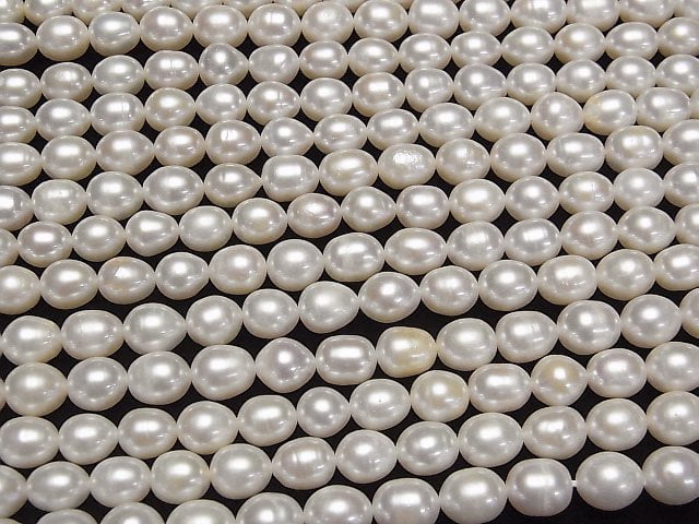 [Video] Fresh Water Pearl AA+ Rice 10x7x7mm White 1strand beads (aprx.13inch/32cm)