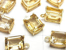 [Video]High Quality Citrine AAA Bezel Setting Rectangle Faceted 10x8mm 18KGP 1pc