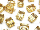[Video]High Quality Citrine AAA Bezel Setting Rectangle Faceted 10x8mm 18KGP 1pc