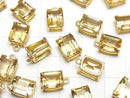 [Video]High Quality Citrine AAA Bezel Setting Rectangle Faceted 10x8mm 18KGP 1pc