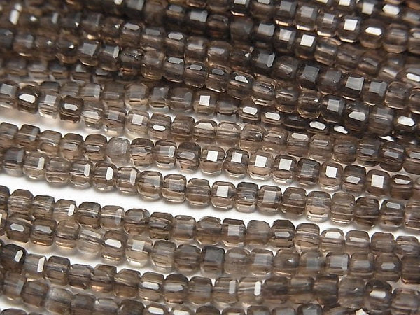 [Video]High Quality! Smoky Quartz AAA Cube Shape 2-2.5mm 1strand beads (aprx.15inch/37cm)