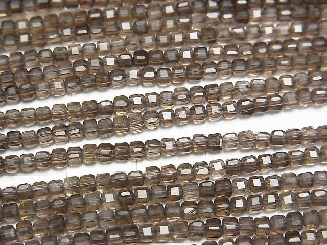[Video]High Quality! Smoky Quartz AAA Cube Shape 2-2.5mm 1strand beads (aprx.15inch/37cm)