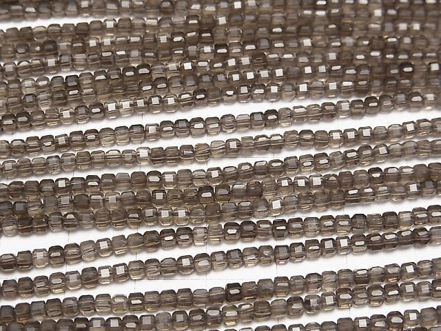 [Video]High Quality! Smoky Quartz AAA Cube Shape 2-2.5mm 1strand beads (aprx.15inch/37cm)