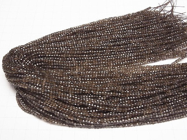 [Video]High Quality! Smoky Quartz AAA Cube Shape 2-2.5mm 1strand beads (aprx.15inch/37cm)