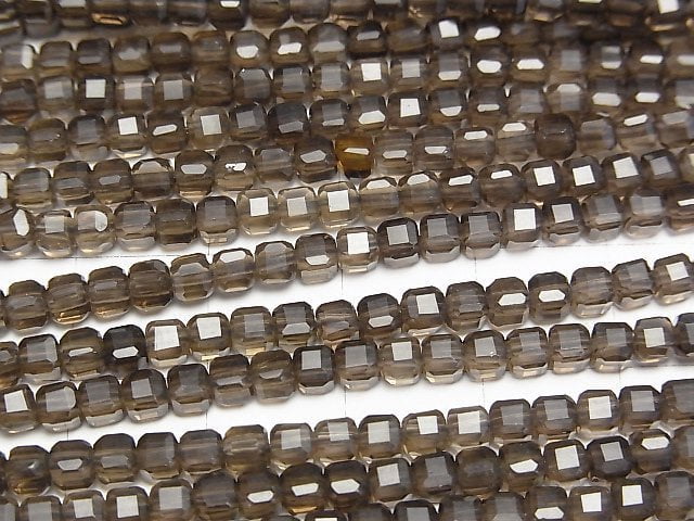 [Video]High Quality! Smoky Quartz AAA Cube Shape 3x3x3mm 1strand beads (aprx.15inch/37cm)