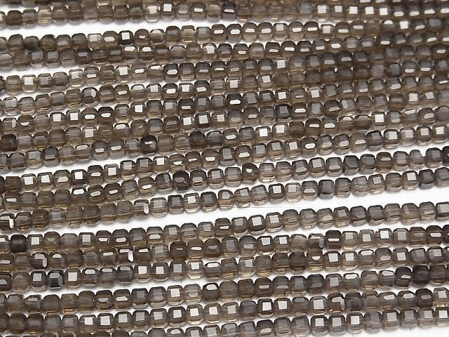 [Video]High Quality! Smoky Quartz AAA Cube Shape 3x3x3mm 1strand beads (aprx.15inch/37cm)