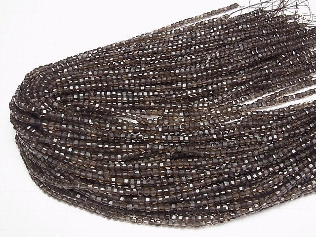 [Video]High Quality! Smoky Quartz AAA Cube Shape 3x3x3mm 1strand beads (aprx.15inch/37cm)