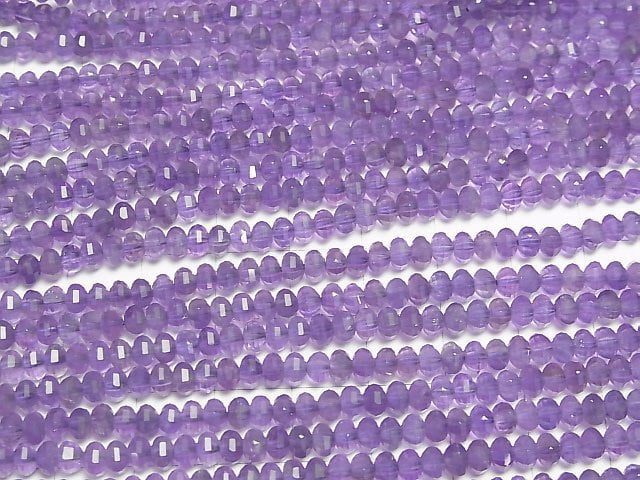 [Video]High Quality! Amethyst AA++ Mirror Faceted Button Rondelle 4x4x3mm 1strand beads (aprx.15inch/37cm)