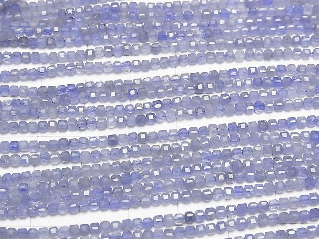 [Video] High Quality! Tanzanite AA++ Cube Shape 2x2x2mm half or 1strand beads (aprx.15inch/37cm)