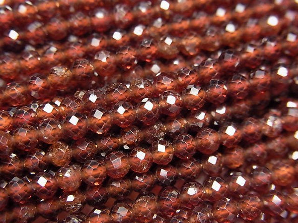 [Video]High Quality! Hessonite Garnet AAA- Faceted Round 3mm [Dark color] 1strand beads (aprx.15inch/37cm)