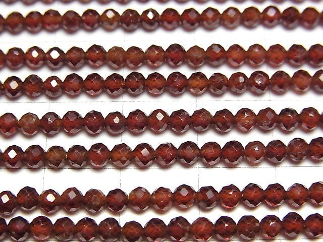 [Video]High Quality! Hessonite Garnet AAA- Faceted Round 3mm [Dark color] 1strand beads (aprx.15inch/37cm)