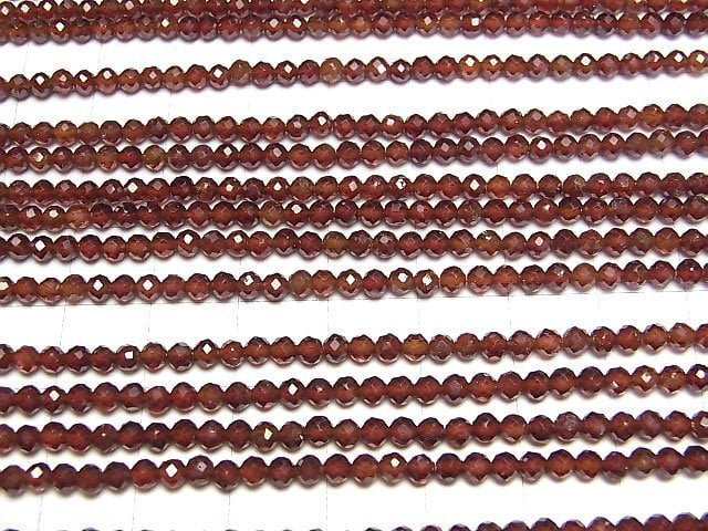 [Video]High Quality! Hessonite Garnet AAA- Faceted Round 3mm [Dark color] 1strand beads (aprx.15inch/37cm)