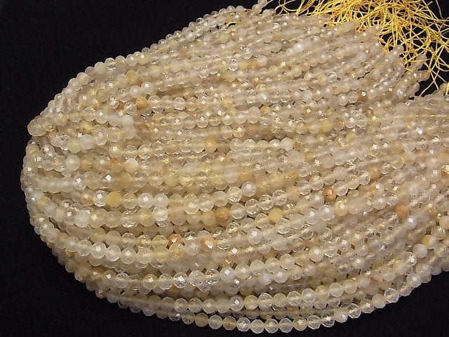 [Video]High Quality! Rutilated Quartz AA 64Faceted Round 6mm 1strand beads (aprx.15inch/36cm)