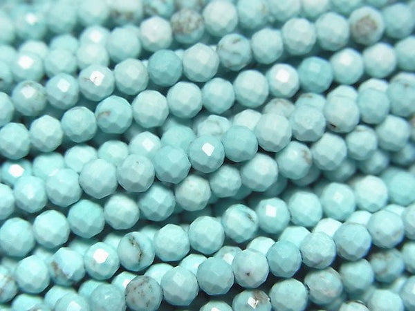 [Video]High Quality! Magnesite Turquoise Faceted Round 3mm 1strand beads (aprx.15inch/37cm)