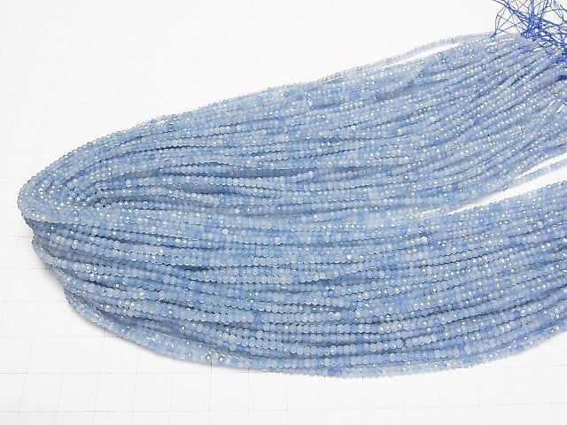 [Video]High Quality! Aquamarine AA++ Faceted Button Roundel 2.5x2.5x1.5mm 1strand beads (aprx.15inch/37cm)