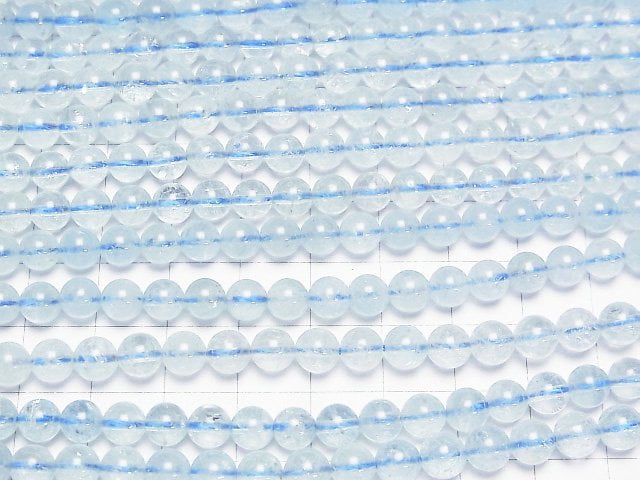 [Video]Aquamarine AA++ Round 6mm half or 1strand beads (aprx.15inch/37cm)