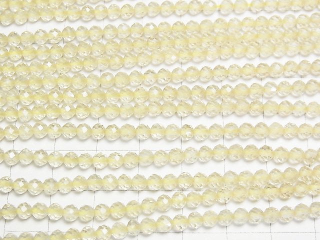 [Video]High Quality! Lemon Quartz AAA- Faceted Round 4mm 1strand beads (aprx.15inch/36cm)