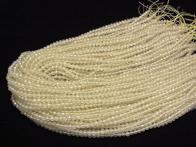 [Video]High Quality! Lemon Quartz AAA- Faceted Round 4mm 1strand beads (aprx.15inch/36cm)