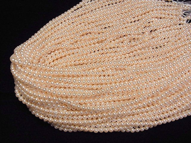 [Video]Shell Pearl Orange Round 4mm 1strand beads (aprx.15inch/38cm)