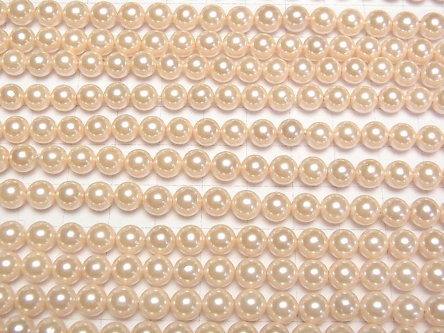 [Video]Shell Pearl Orange Round 6mm 1strand beads (aprx.15inch/38cm)