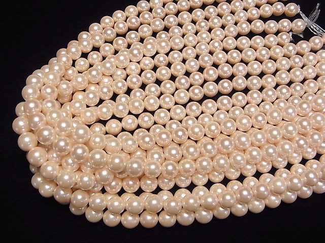 [Video]Shell Pearl Orange Round 8mm 1strand beads (aprx.15inch/38cm)