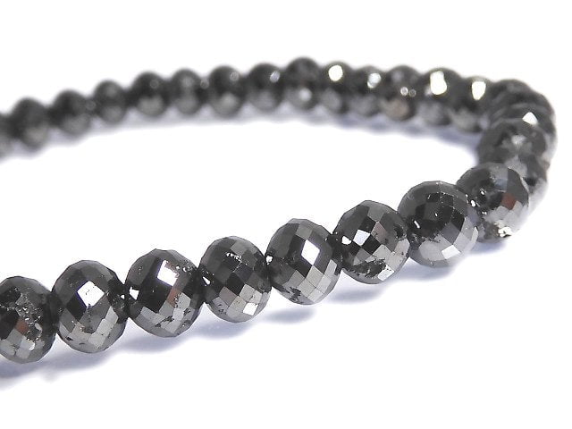 [Video][One of a kind] [1mm hole] Black Diamond Faceted Button Roundel Bracelet NO.106